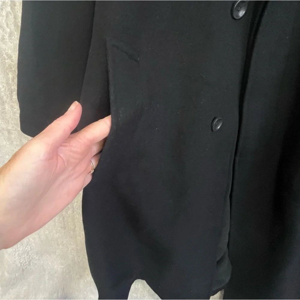 Nautica Men's Black Wool Cashmere Long Dress Coat Sz 46R Sport Classic Career
